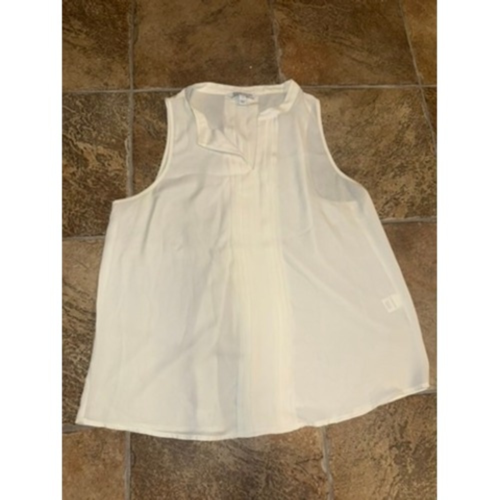 41 Hawthorn Ivory Sheer Sleeveless Pintuck Pleat Blouse Top Small
